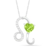 Thumbnail Image 0 of 6.0mm Heart-Shaped Peridot and White Lab-Created Sapphire Leo Zodiac Sign Pendant in Sterling Silver