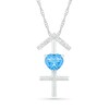 Thumbnail Image 1 of 6.0mm Heart-Shaped Blue Topaz and White Lab-Created Sapphire Sagittarius Zodiac Sign Pendant in Sterling Silver