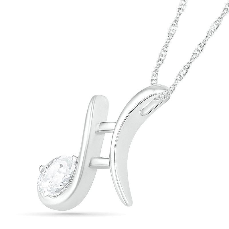 Pear-Shaped White Lab-Created Sapphire Gemini Zodiac Sign Pendant in Sterling Silver