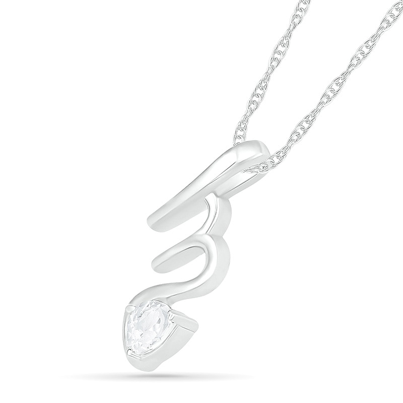 Pear-Shaped White Lab-Created Sapphire Scorpio Zodiac Sign Pendant in Sterling Silver