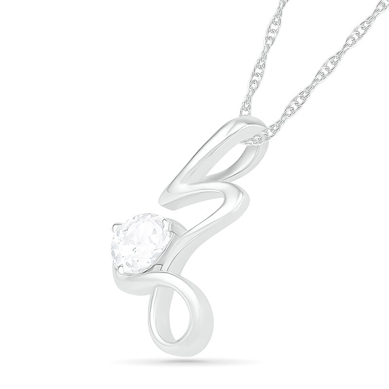 Pear-Shaped White Lab-Created Sapphire Capricorn Zodiac Sign Pendant in Sterling Silver