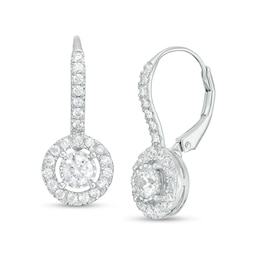 1.00 CT. T.W. Certified Diamond Frame Drop Earrings in 14K White Gold (I/I1)
