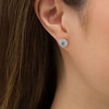 Thumbnail Image 2 of 1.00 CT. T.W. Certified Lab-Grown Blue and White Diamond Frame Stud Earrings in 14K White Gold (SI2)