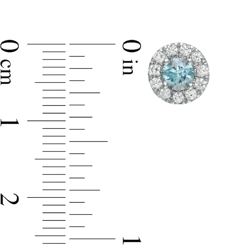 1.00 CT. T.W. Certified Lab-Grown and White Diamond Frame Stud Earrings in 14K White Gold (SI2