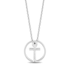 Thumbnail Image 0 of Hallmark Diamonds Faith 0.04 CT. T.W. Diamond Cross in Circle Pendant in Sterling Silver