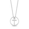 Thumbnail Image 0 of Hallmark Diamonds Faith 0.04 CT. T.W. Diamond Cross in Circle Pendant in Sterling Silver