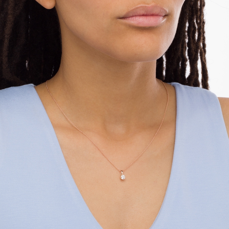Main Image 2 of 0.38 CT. Diamond Solitaire Pendant in 10K Rose Gold (I/I3) - 18"