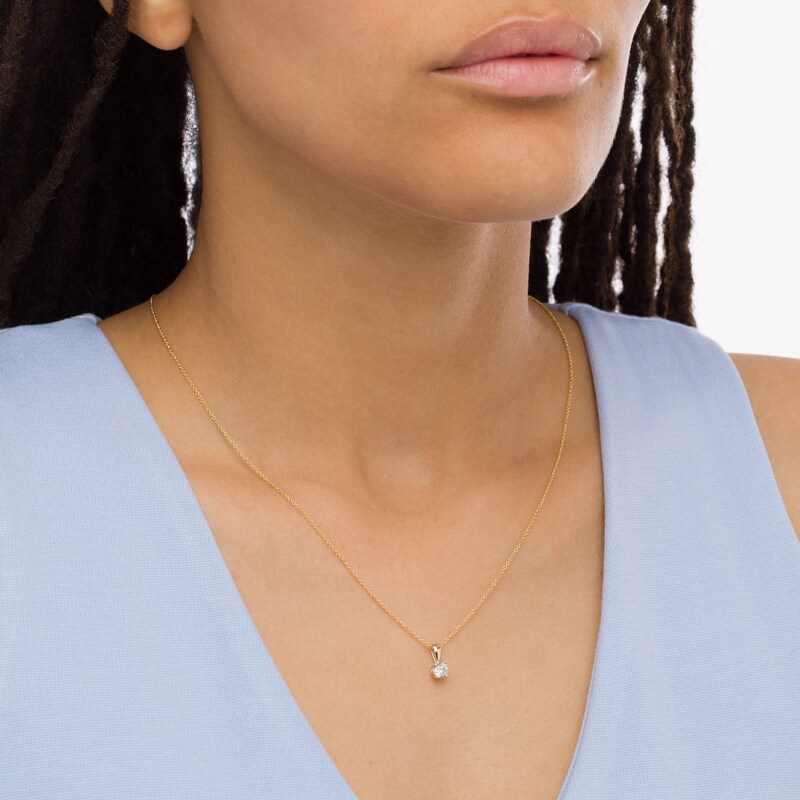 Main Image 2 of 0.45 CT. Diamond Solitaire Pendant in 10K Gold (I/I3) - 18"