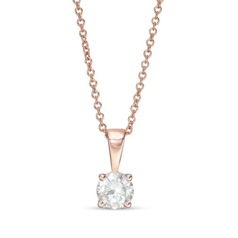 Main Image 1 of 0.45 CT. Diamond Solitaire Pendant in 10K Rose Gold (I/I3) - 18"
