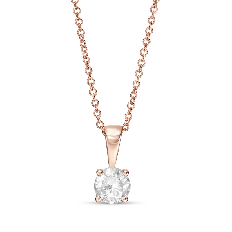 0.45 CT. Diamond Solitaire Pendant in 10K Rose Gold (I/I3) - 18"