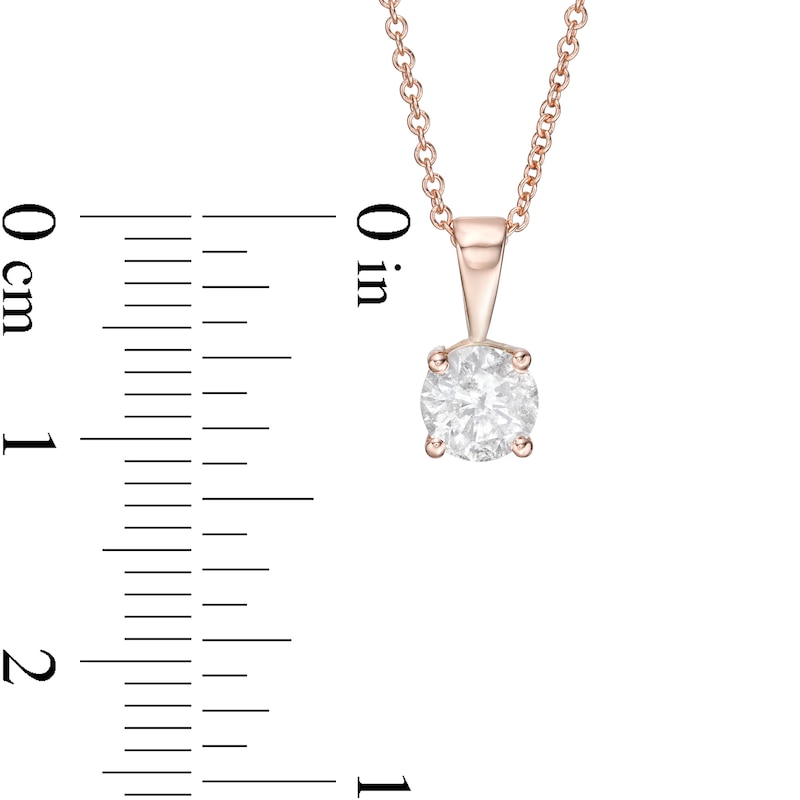 0.58 CT. Diamond Solitaire Pendant in 10K Rose Gold (I/I3) - 18"