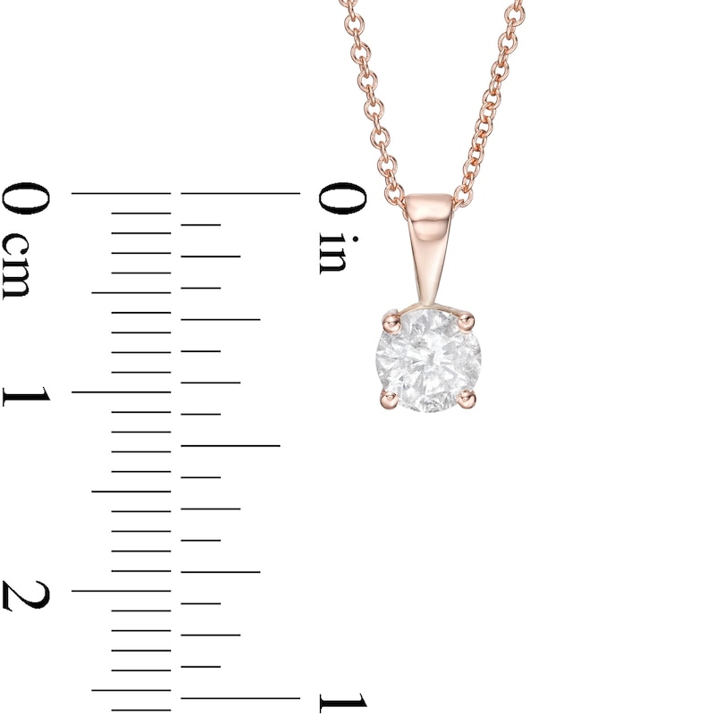 Main Image 3 of 0.58 CT. Diamond Solitaire Pendant in 10K Rose Gold (I/I3) - 18"