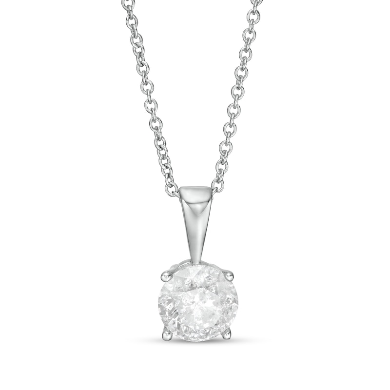 Main Image 1 of 1.23 CT. Diamond Solitaire Pendant in 10K White Gold (I/I3) - 18"
