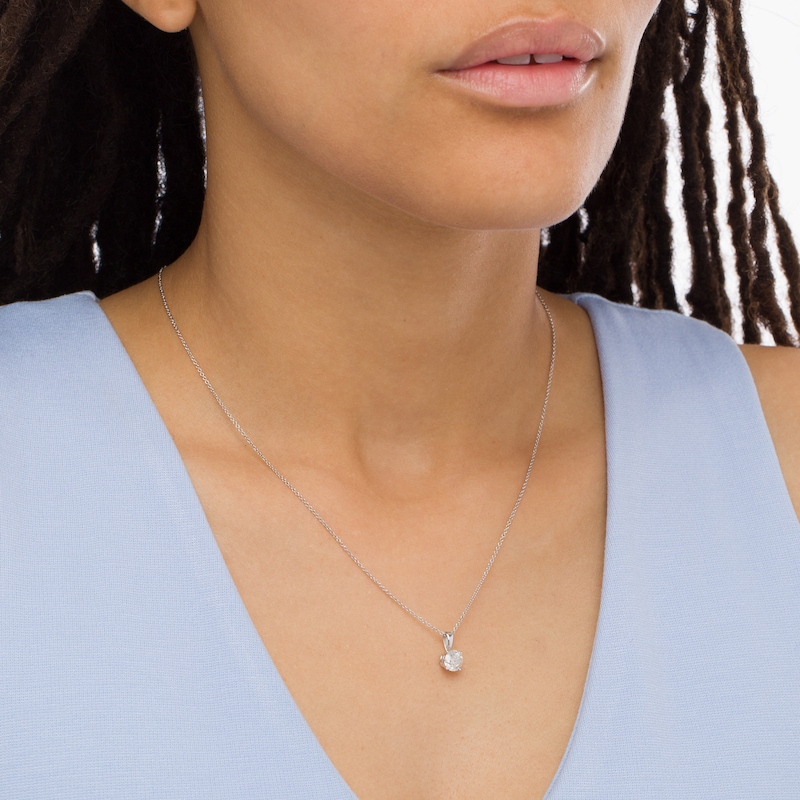 Main Image 2 of 1.23 CT. Diamond Solitaire Pendant in 10K White Gold (I/I3) - 18"