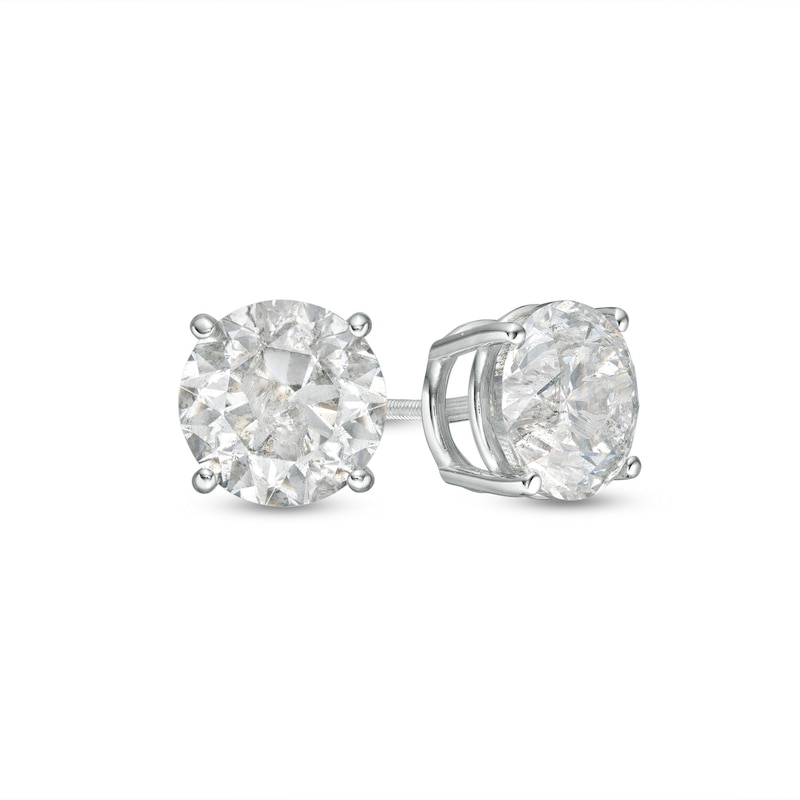 Main Image 1 of 3.96 CT. T.W. Diamond Solitaire Stud Earrings in 10K White Gold (I/I3)