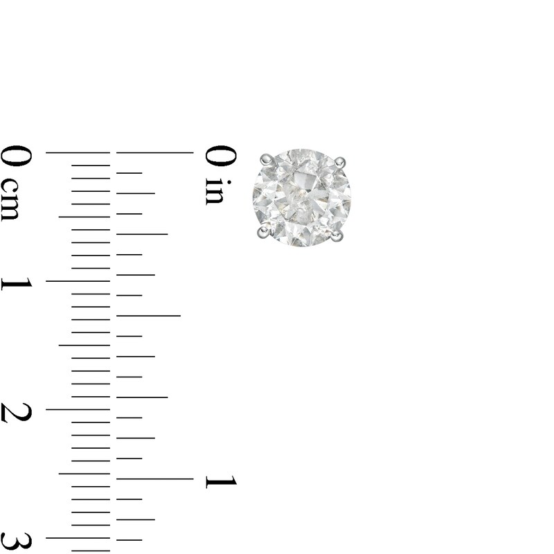 Main Image 3 of 3.96 CT. T.W. Diamond Solitaire Stud Earrings in 10K White Gold (I/I3)