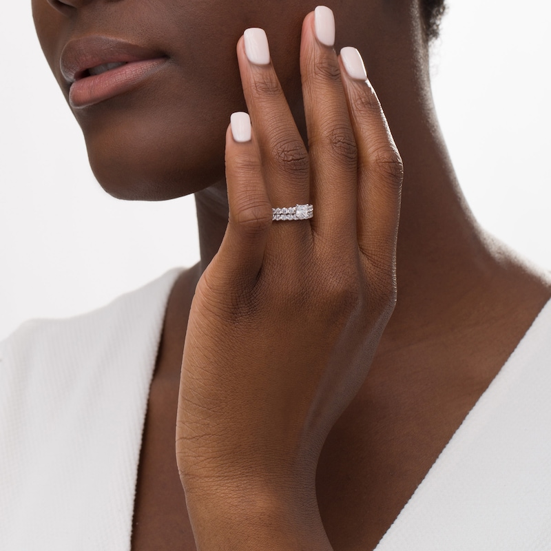 Main Image 2 of 1.50 CT. T.W. Princess-Cut Diamond Bridal Set in 14K White Gold (I/I2)