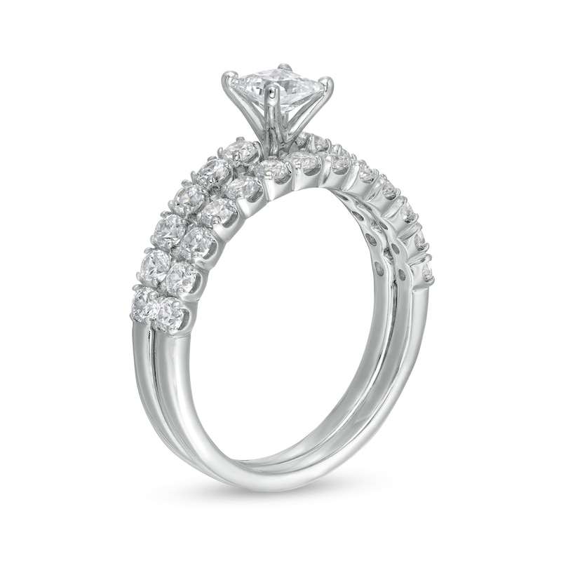 Main Image 3 of 1.50 CT. T.W. Princess-Cut Diamond Bridal Set in 14K White Gold (I/I2)