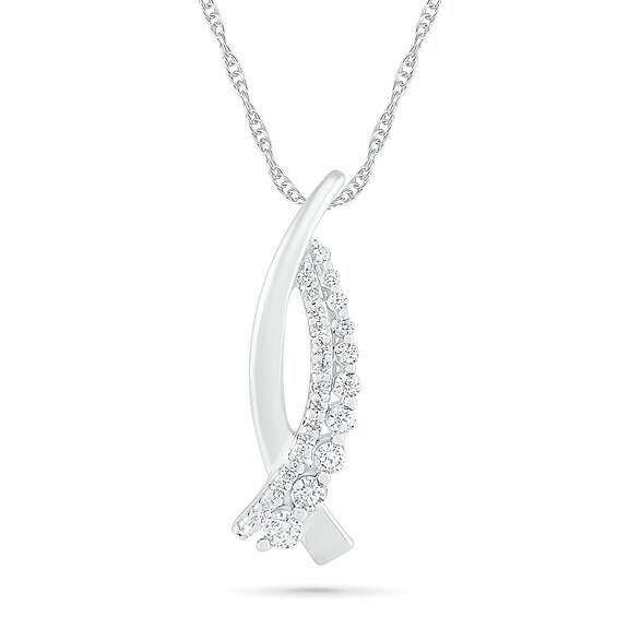 0.23 CT. T.W. Diamond Double Row Crossover Pendant in Sterling Silver