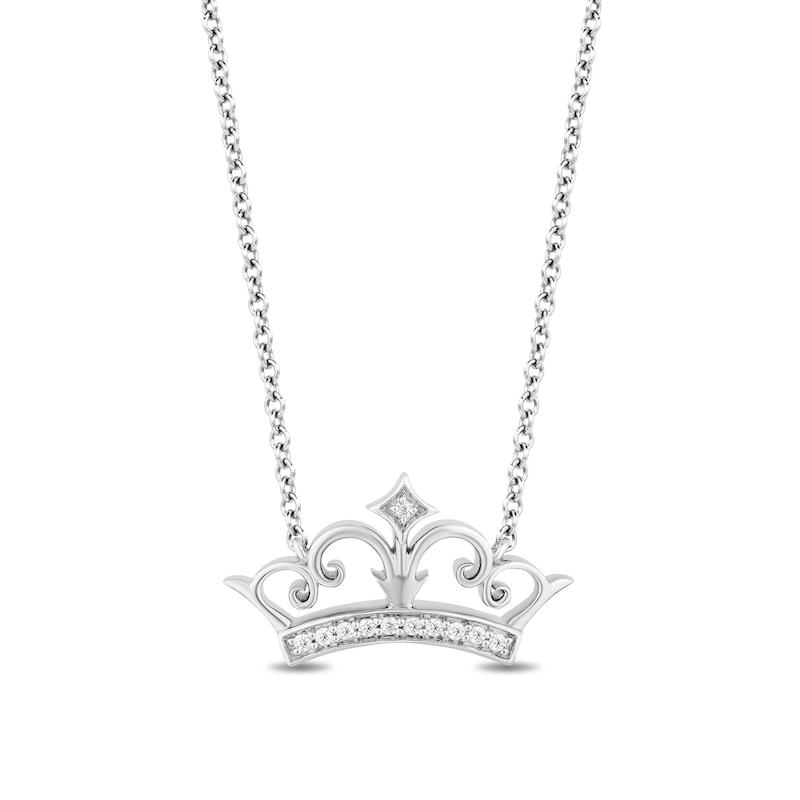 Enchanted Disney Ultimate Princess Celebration 0.085 CT. T.W. Diamond Tiara Necklace in Sterling Silver - 19"