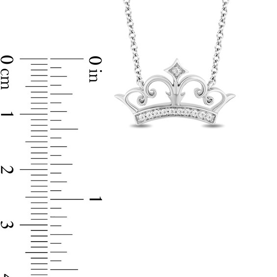 Enchanted Disney Ultimate Princess Celebration 0.085 CT. T.W. Diamond Tiara Necklace in Sterling Silver - 19"