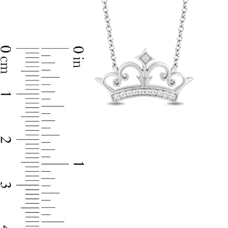 Main Image 3 of Enchanted Disney Ultimate Princess Celebration 0.085 CT. T.W. Diamond Tiara Necklace in Sterling Silver - 19"
