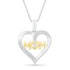 0.04 CT. T.W. Diamond Heart "MOM" Pendant in Sterling Silver and 10K Gold