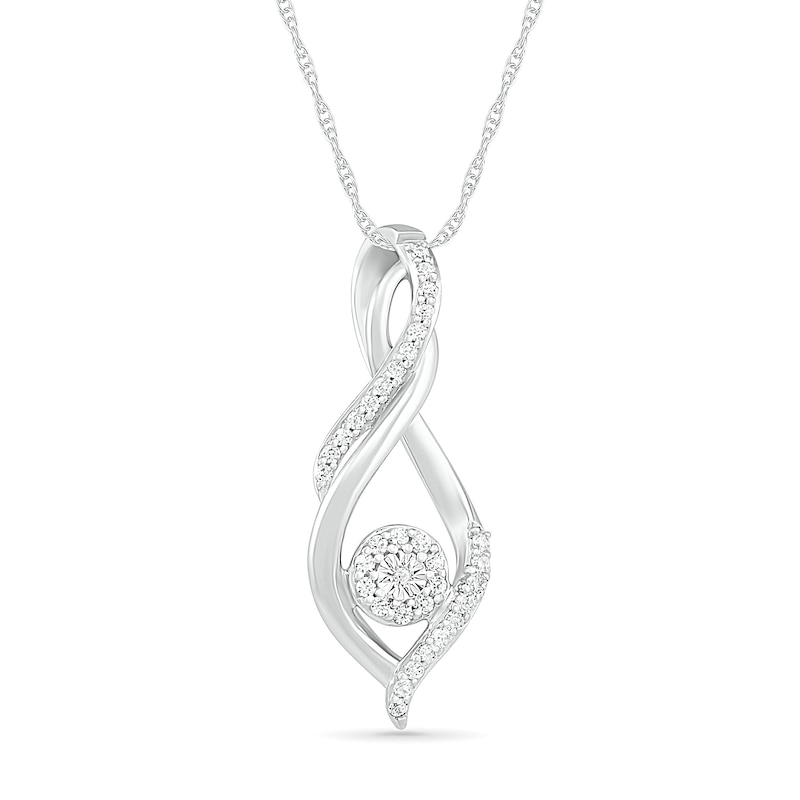 Main Image 1 of 0.145 CT. T.W. Composite Diamond Infinity Loop Pendant in Sterling Silver