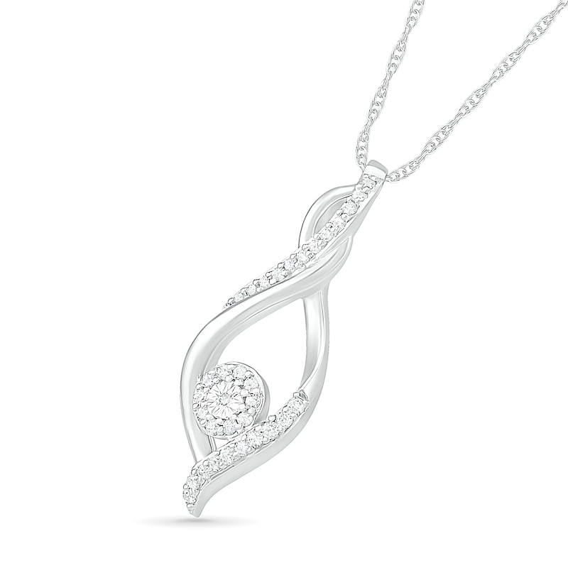 Main Image 2 of 0.145 CT. T.W. Composite Diamond Infinity Loop Pendant in Sterling Silver