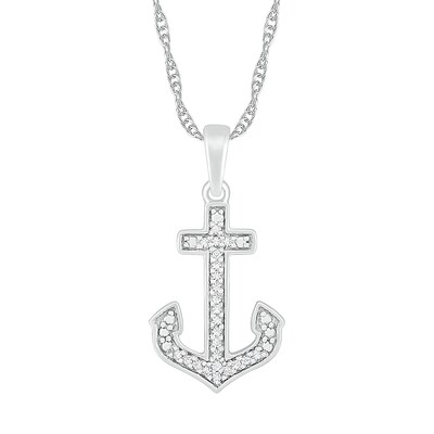 0.067 CT. T.W. Diamond Anchor Pendant in Sterling Silver