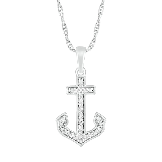 0.067 CT. T.W. Diamond Anchor Pendant in Sterling Silver