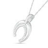 Thumbnail Image 2 of 0.065 CT. T.W. Diamond Horseshoe Pendant in Sterling Silver