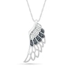 Thumbnail Image 1 of Black Enhanced and White Diamond Accent Angel Wing Pendant in Sterling Silver