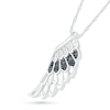 Thumbnail Image 2 of Black Enhanced and White Diamond Accent Angel Wing Pendant in Sterling Silver