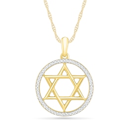 0.086 CT. T.W. Diamond Star of David Pendant in Sterling Silver with 14K Gold Plate