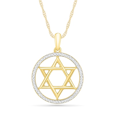 0.086 CT. T.W. Diamond Star of David Pendant in Sterling Silver with 14K Gold Plate
