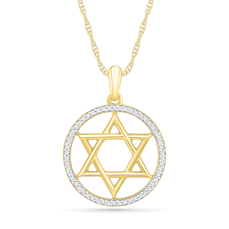 Main Image 1 of 0.086 CT. T.W. Diamond Star of David Pendant in Sterling Silver with 14K Gold Plate