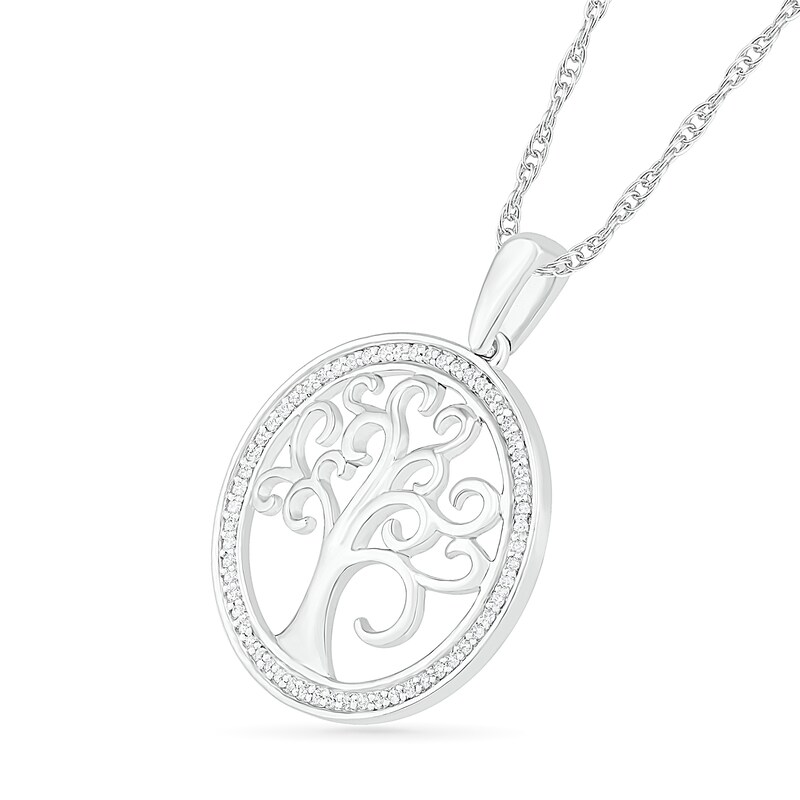 Main Image 2 of 0.11 CT. T.W. Diamond Tree of Life Pendant in Sterling Silver