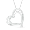 Thumbnail Image 0 of 0.116 CT. T.W. Diamond Tilted Double Heart Pendant in Sterling Silver