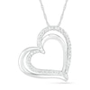 Thumbnail Image 1 of 0.116 CT. T.W. Diamond Tilted Double Heart Pendant in Sterling Silver
