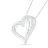 Thumbnail Image 1 of 0.116 CT. T.W. Diamond Tilted Double Heart Pendant in Sterling Silver