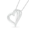 Thumbnail Image 2 of 0.116 CT. T.W. Diamond Tilted Double Heart Pendant in Sterling Silver