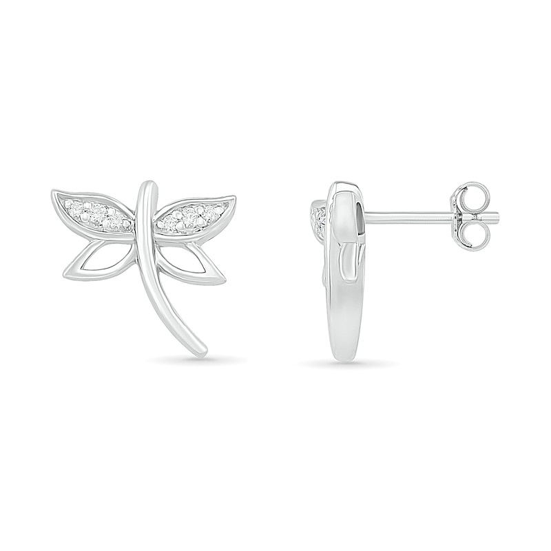 0.04 CT. T.W. Diamond Dragonfly Stud Earrings in Sterling Silver