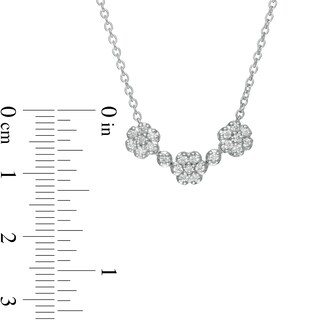 0.45 CT. T.W. Diamond Past Present Future® Flower Necklace in 10K White Gold - 17"