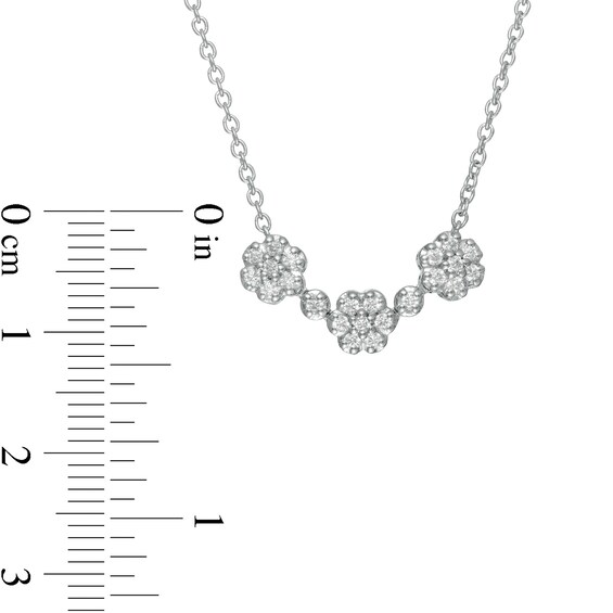 0.45 CT. T.W. Diamond Past Present Future® Flower Necklace in 10K White Gold - 17"
