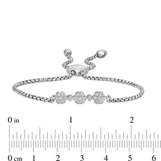 0.45 CT. T.W. Diamond Past Present Future® Flower Bolo Bracelet in 10K White Gold - 9.0"