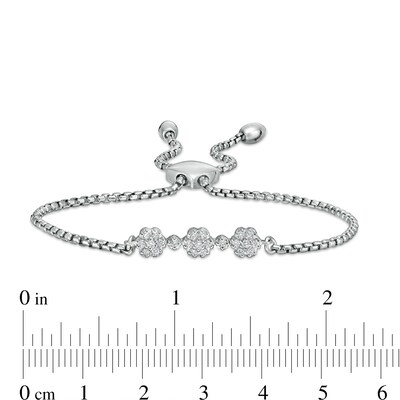 0.45 CT. T.W. Diamond Past Present Future® Flower Bolo Bracelet in 10K White Gold - 9.0"