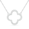 Thumbnail Image 0 of 0.086 CT. T.W. Diamond Clover Necklace in Sterling Silver