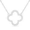 Thumbnail Image 1 of 0.086 CT. T.W. Diamond Clover Necklace in Sterling Silver