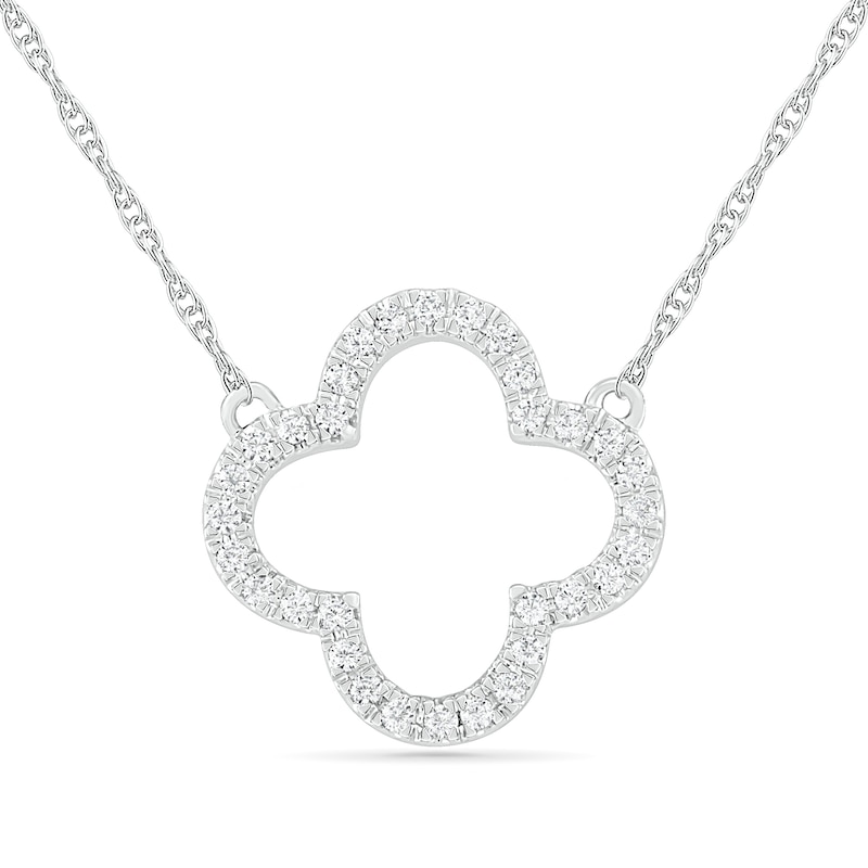 0.086 CT. T.W. Diamond Clover Necklace in Sterling Silver